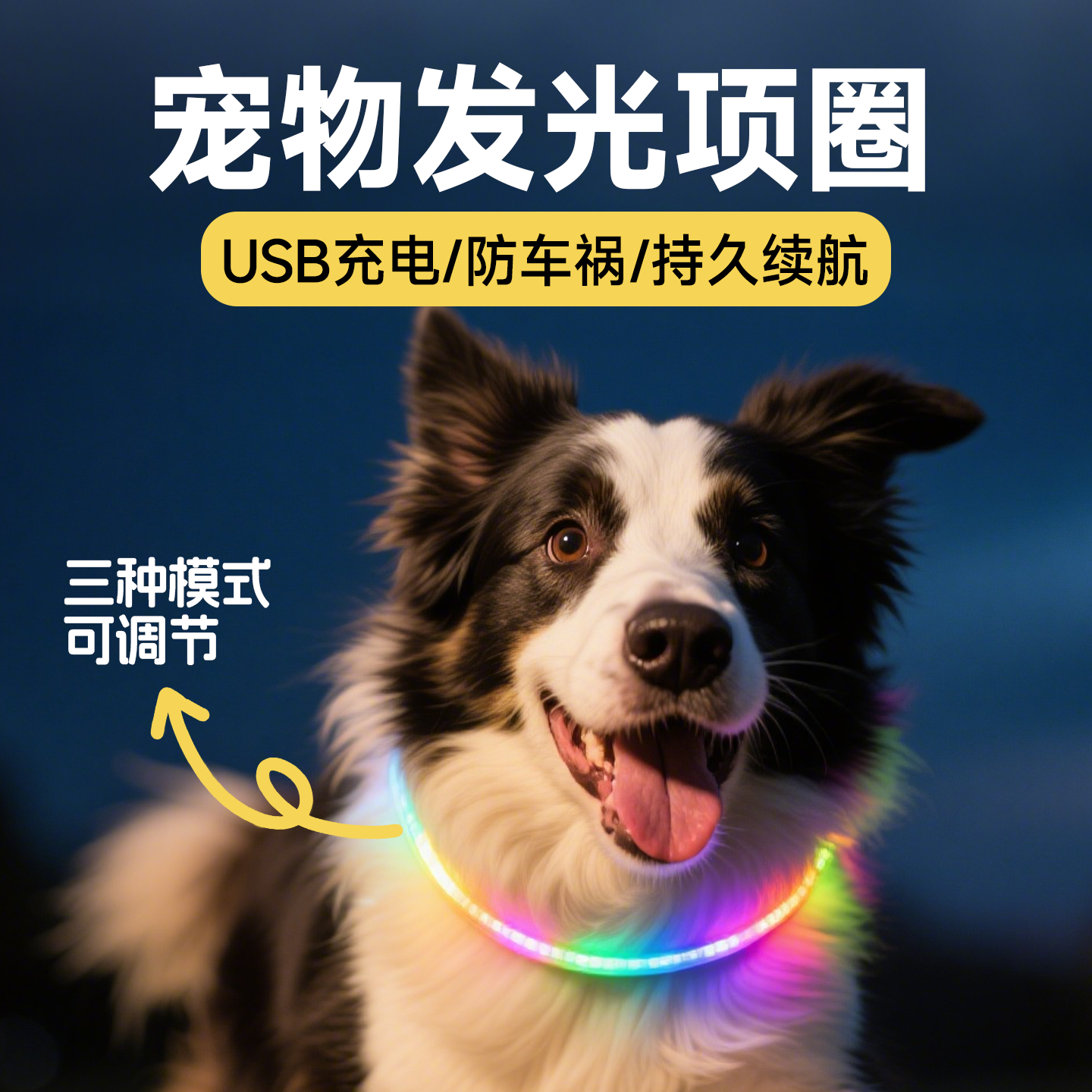 狗狗发光项圈夜间夜光遛狗亮灯