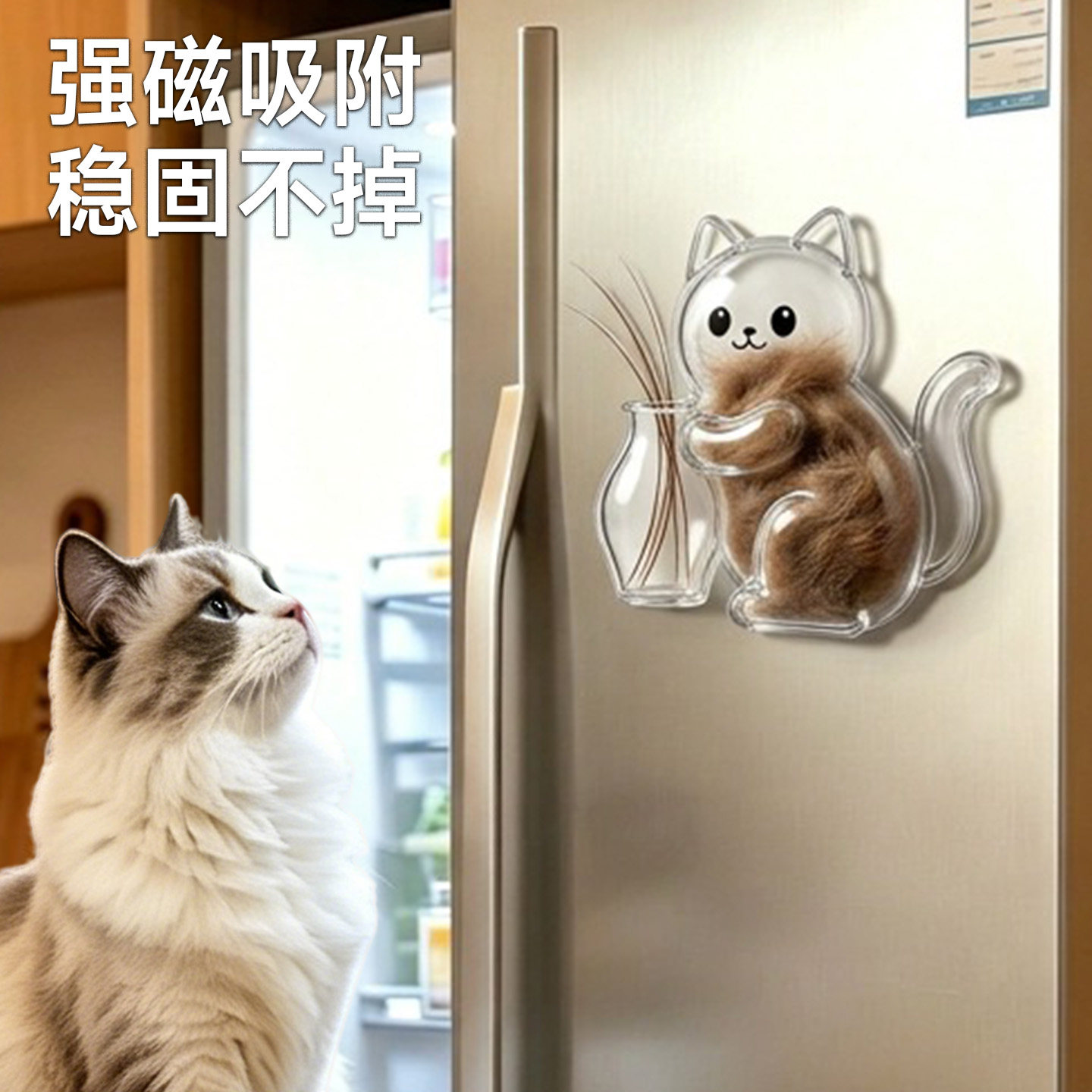 猫胡须收集冰箱贴宠物毛发收纳浮毛胡子收集器纪念装饰收集瓶挂件