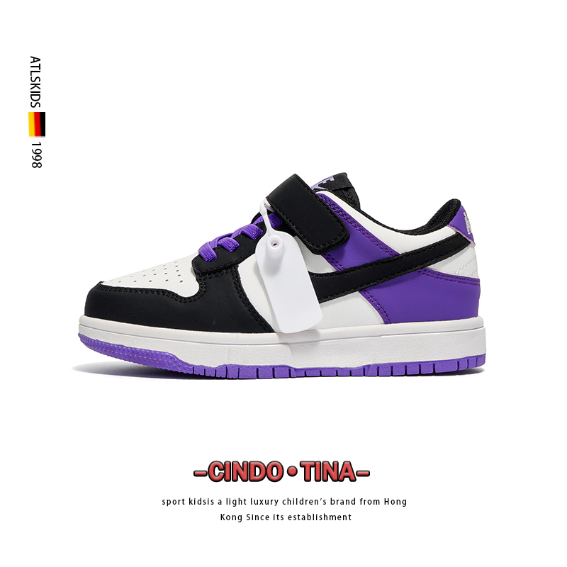 官网儿童运动鞋真皮黑紫脚趾女童低帮板鞋透气男童鞋子软底中大童