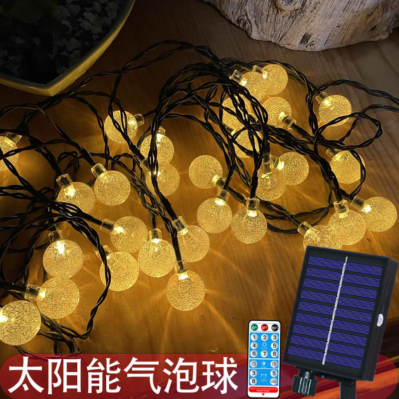 LED太阳能防水气泡球户外装饰灯串庭院栏杆树灯挂灯星星露营彩灯