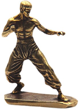 精选实心纯铜李小龙铜像桌面小摆件黄铜功夫巨星布鲁斯李雕像铜器