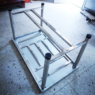 精选一体包边全不锈钢方桌独特斜边设计吃饭桌子工作餐台工字脚可