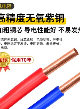 广东珠江电线电缆国标BV1.5 2.5 4 6 10平方单芯硬线铜线铜芯50米