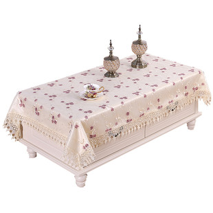 精选双层蕾丝餐桌桌布长方形布艺小茶几台布桌垫方桌正方形纱盖布