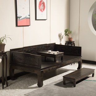 精选实木格木仿古罗汉床格木新中式榆木沙发三件套家用客厅小户型