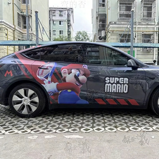 适用特斯拉model3/y车贴纸超级玛丽马里奥卡通理想I6车身装饰拉花
