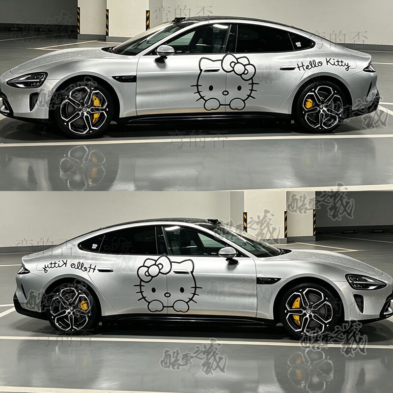 适用小米su7yu7hello kitty猫车贴纸卡通特斯拉model Y3装饰贴膜