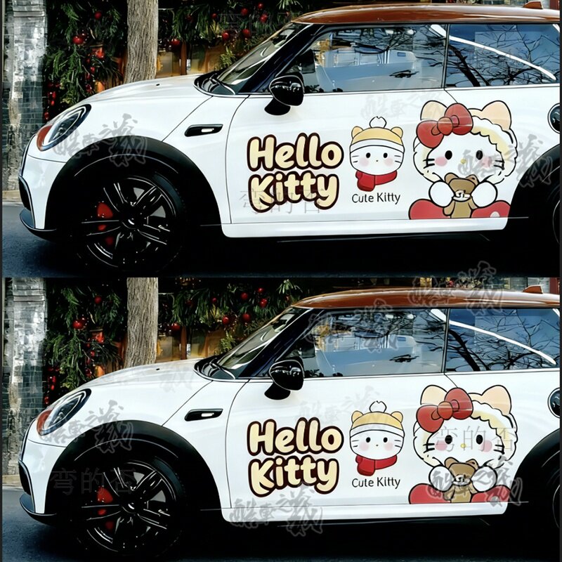 适用宝马MINI电动CooperHello Kitty拉花零跑C11凯蒂猫车装饰贴