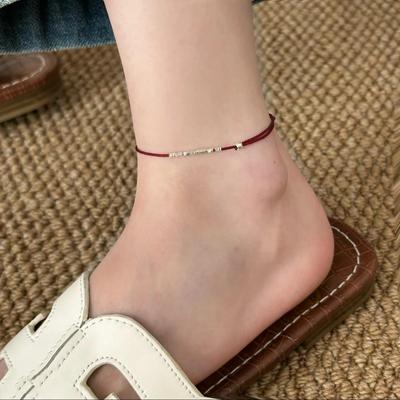 小众设计感碎银子红绳脚链女简约百搭脚环不掉色轻奢高级精致脚饰