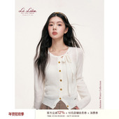 开衫 Liilou 细马海毛 蝴蝶结系带圆领针织长袖 clean fit