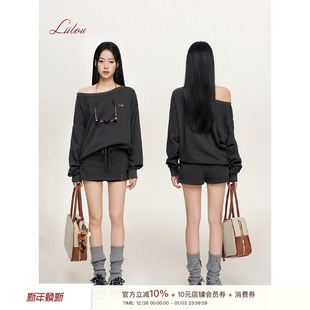 Athflow 套装 斜肩领 卫衣短裙裤 宽松套头休闲长袖 Liilou