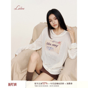 cozy 云朵衫 fit 不规则领口假两件长袖 旧邮票印花 Liilou