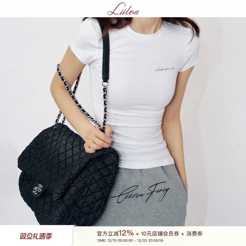 Liilou  Athflow 双L金属扣 水洗牛仔菱格托特包