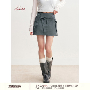 25aw 纯棉系带高腰直筒工装 sporty 立体口袋 半裙 chic Liilou