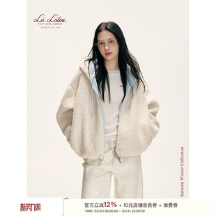 软糯保暖 Snowcore 羊羔毛两面穿连帽宽松休闲厚外套 26ss Liilou