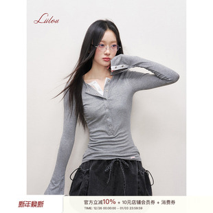 蕾丝拼接修身 25ss 假两件内搭打底上衣 Liilou 陈都灵王楚然同款