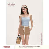 26ss Geek chic Liilou 羊毛混纺柔软波浪花边针织抹胸修身 上衣