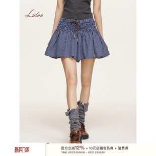 抽褶松紧腰格纹A摆短裙裤 刘些宁同款 腰头打揽 松弛感 Liilou