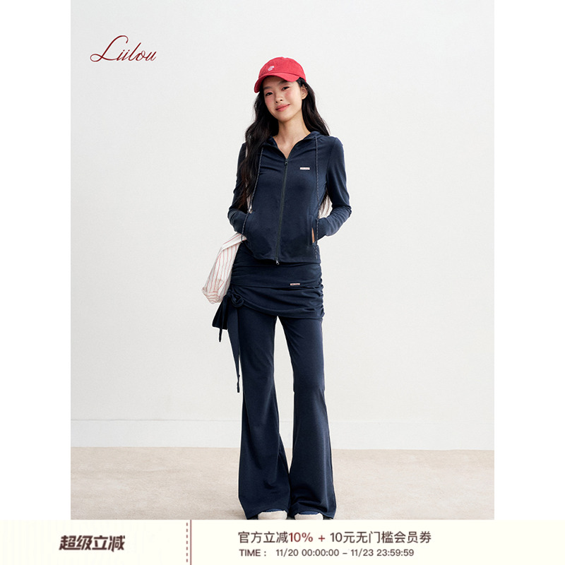 连帽修身卫衣休闲裤运动套装