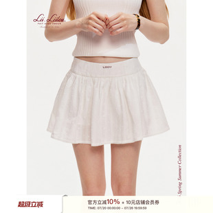Liilou 26ss ballet core 立体提花小波点 百搭高腰A字百褶短半裙