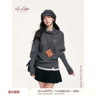 Liilou 解构分割线高领蝙蝠袖 25aw 剪裁 毛衣 斗篷式 姚晓棠同款