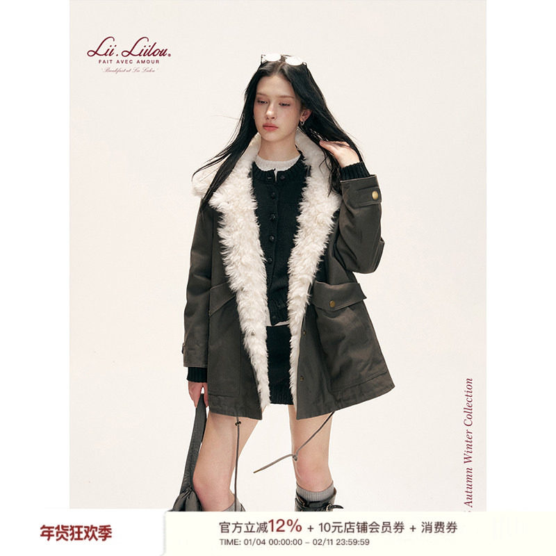 Liilou  都市游牧 50白鸭绒 100棉毛领工装派克服中长款外套,女装/女士精品,派克服,淘宝优惠券,粉丝福利购,淘宝优惠卷