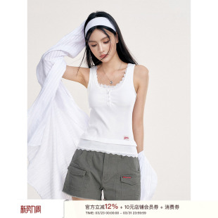 波浪花边 Balletcore 蕾丝拼接假两件背心 Liilou 程潇同款