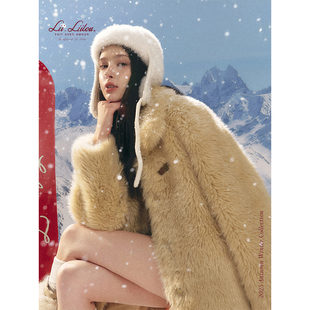 皮毛一体 暖冬壁炉 翻领毛流感环保宽松休闲厚外套 25aw Liilou