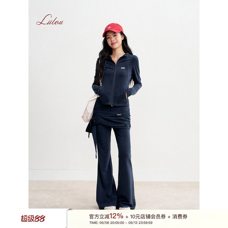 连帽修身卫衣休闲裤运动套装图片
