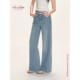 挺括高腰水洗直筒牛仔长裤 Liilou 重工蝴蝶结刺绣 松弛感 26ss
