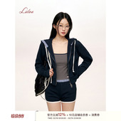 轻运动 套装 有机棉 卫衣外套短裤 格纹拼接短款 Liilou