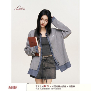 格子拼接 松弛感 衬衫 假两件羊毛针织开衫 张婧仪同款 长袖 Liilou