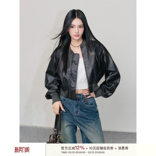 做旧短款 李晟同款 环保皮革 擦色工艺 夹克皮衣外套 Liilou