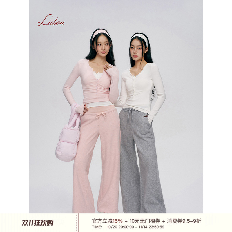 Liilou 25ss clean fit 透气舒服 纽扣半开领长袖打底上衣