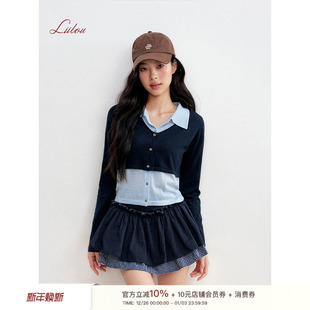 格纹拼接 知识分子 纯棉撞色格纹双层荷叶边A字短裙 25aw Liilou