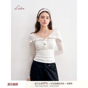 Liilou 针织衫 25aw 蕾丝拼接连帽微透长袖 竹节肌理 陈瑶同款