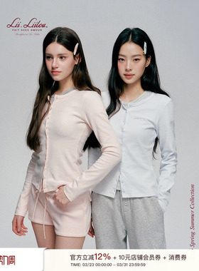 Liilou 26ss Clean girl 婴儿有机棉 圆领单排扣修身长袖打底衫