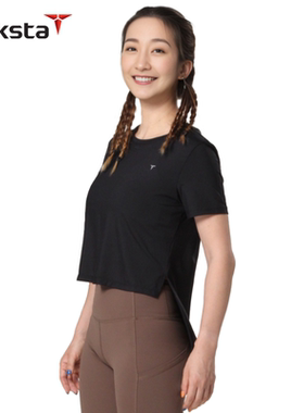 Treksta特锐思达 运动健身瑜伽跑步训练透气速干前长后短女款T恤