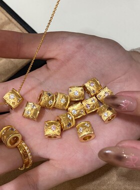 超仙拉丝芒星桶吊坠项链女vintag