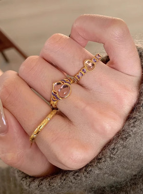 【珐琅葫芦】紫色叠戴蛇形葫芦戒