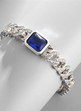 新款男女士蓝色锆石石情侣手链复