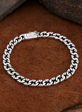 复古朋克古巴链编织光身马鞭链男