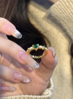 绿影浮光戒指精致小巧锆石饰品百