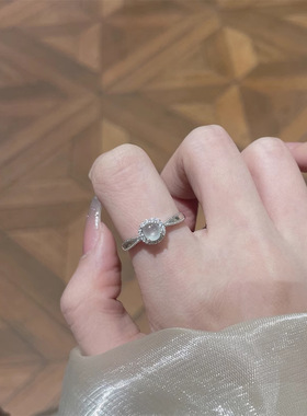 白色蛋面围镶戒指新中式古风精致