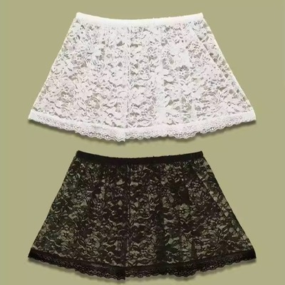 【蕾丝半身裙】新款白色蕾丝屁帘女叠穿百搭遮屁股短款打底裙薄款