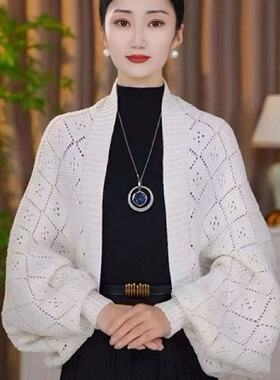 高档针织开衫秋冬外搭上衣女加厚