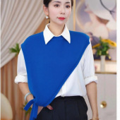 韩版 高级感小众设计斜边三角披肩外搭针织马甲女胖MM显瘦时尚 穿搭