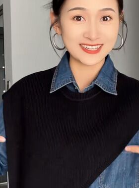 韩系外搭小披肩时尚百搭三角形针织马甲女气质套头衫斜肩披肩新款