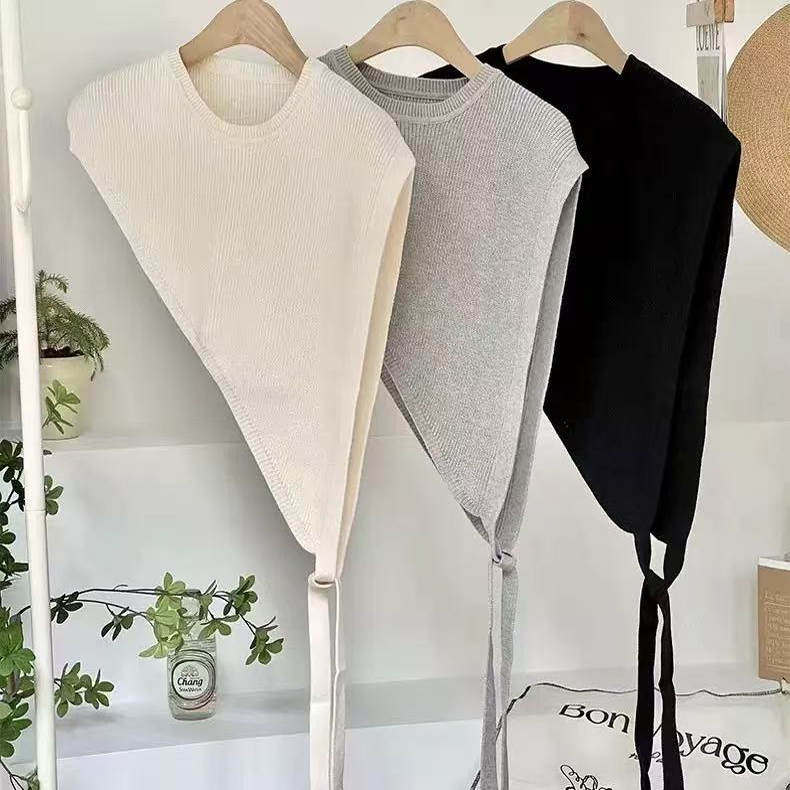 爆款针织披肩马甲女设计感斜边叠穿短款冬装外套女气质高级感马夹