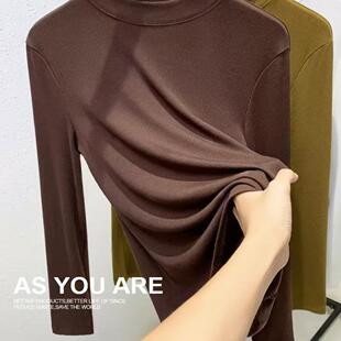 新款百搭打底衫女秋冬季洋气内搭可外穿半高领螺纹莫代尔亲肤上衣